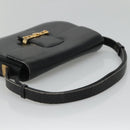 CELINE Horse Carriage Shoulder Bag Leather Black Gold Auth bs23266-7