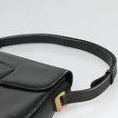 CELINE Horse Carriage Shoulder Bag Leather Black Gold Auth bs23266-8