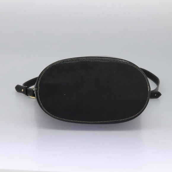 Burberrys Shoulder Bag Leather Black Gold Auth bs23277