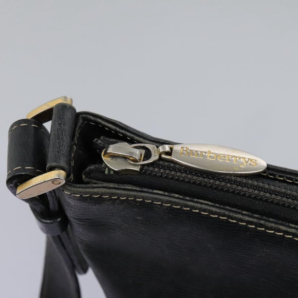 Burberrys Shoulder Bag Leather Black Gold Auth bs23277