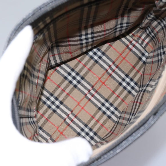 Burberrys Shoulder Bag Leather Black Gold Auth bs23277