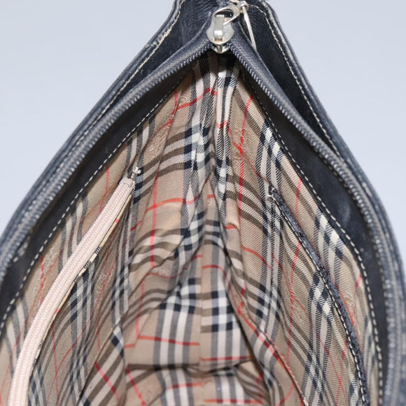 Burberrys Shoulder Bag Leather Black Gold Auth bs23277