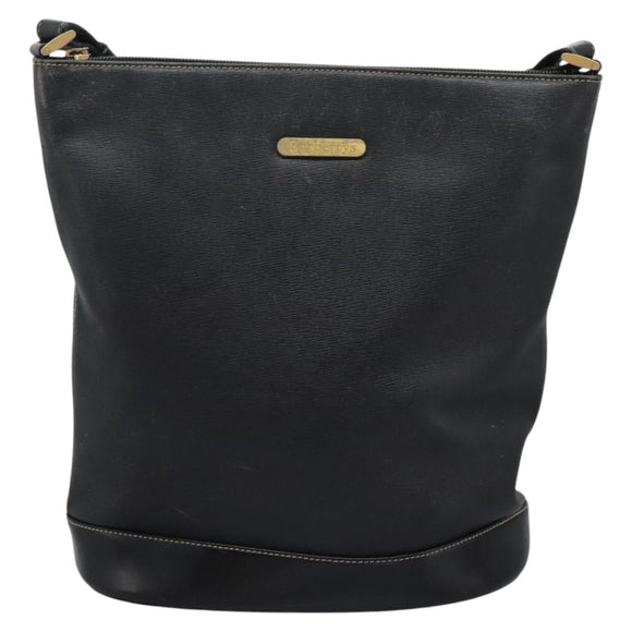 Burberrys Shoulder Bag Leather Black Gold Auth bs23277