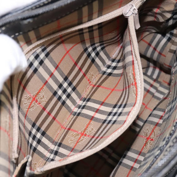 Burberrys Shoulder Bag Leather Black Gold Auth bs23277