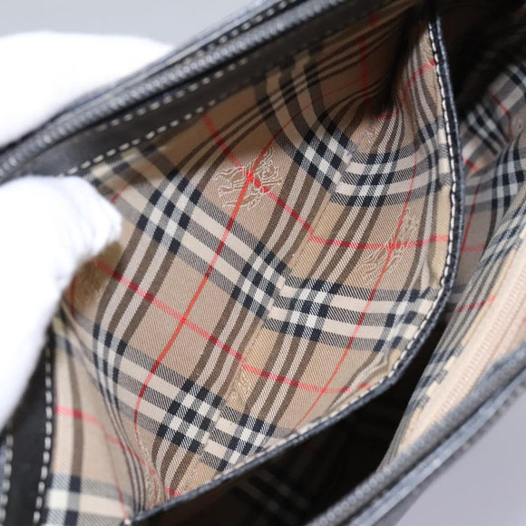 Burberrys Shoulder Bag Leather Black Gold Auth bs23277