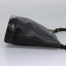 Burberrys Shoulder Bag Leather Black Gold Auth bs23277-4