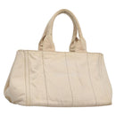 PRADA Canapa MM Hand Bag Canvas Beige Gold Auth bs23301-1