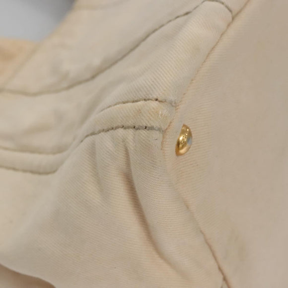 PRADA Canapa MM Hand Bag Canvas Beige Gold Auth bs23301