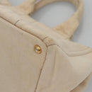 PRADA Canapa MM Hand Bag Canvas Beige Gold Auth bs23301-14