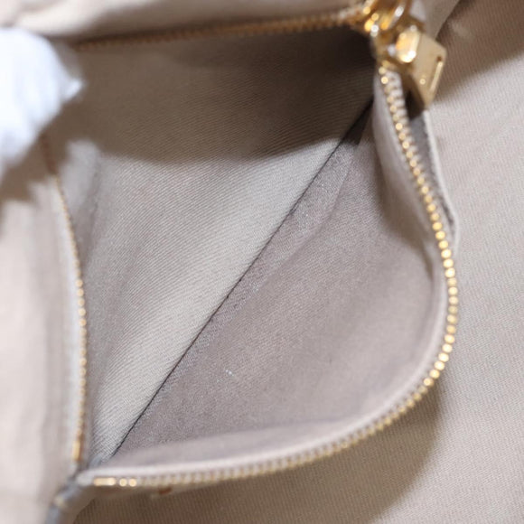 PRADA Canapa MM Hand Bag Canvas Beige Gold Auth bs23301