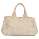 PRADA Canapa MM Hand Bag Canvas Beige Gold Auth bs23301-2