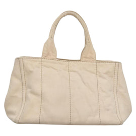 PRADA Canapa MM Hand Bag Canvas Beige Gold Auth bs23301 - 0