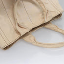 PRADA Canapa MM Hand Bag Canvas Beige Gold Auth bs23301-6