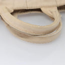 PRADA Canapa MM Hand Bag Canvas Beige Gold Auth bs23301-7