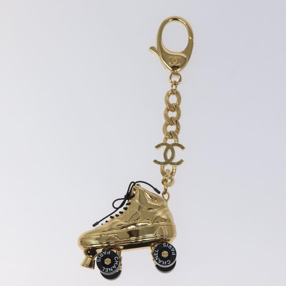 CHANEL Roller Skates Charm metal Gold CC Auth bs23306A