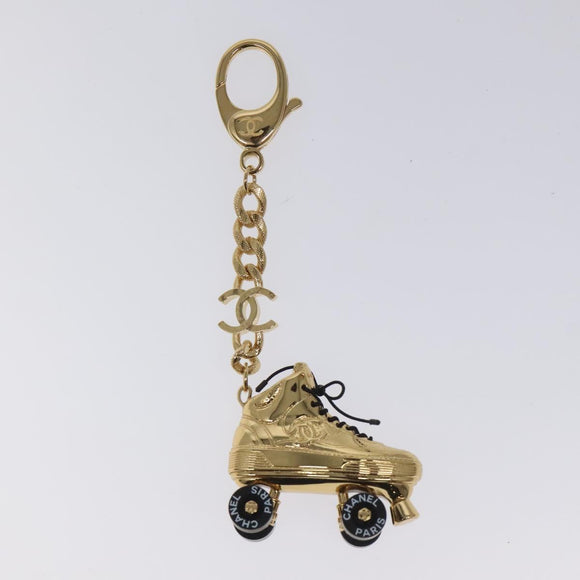 CHANEL Roller Skates Charm metal Gold CC Auth bs23306A