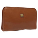 Burberrys Clutch Bag Leather Brown Auth bs23316-1