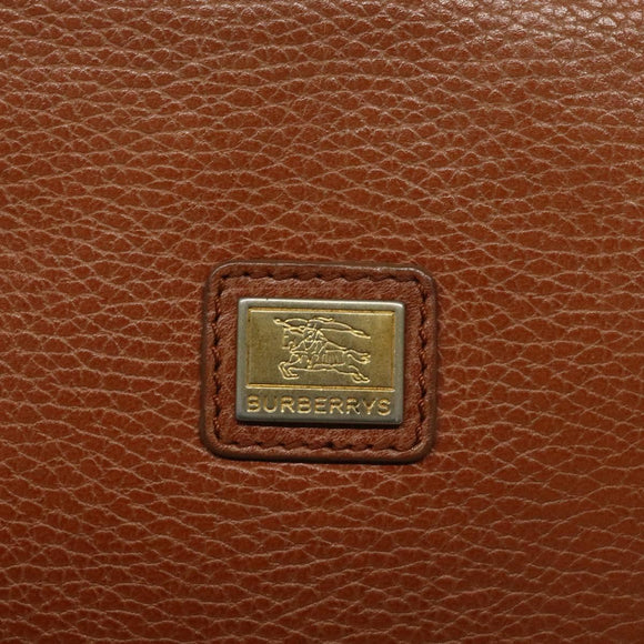 Burberrys Clutch Bag Leather Brown Auth bs23316