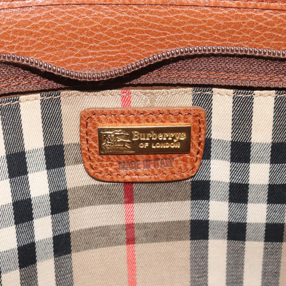 Burberrys Clutch Bag Leather Brown Auth bs23316
