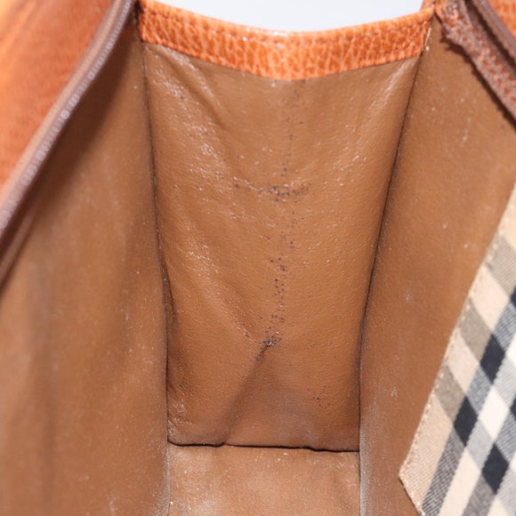 Burberrys Clutch Bag Leather Brown Auth bs23316