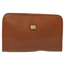 Burberrys Clutch Bag Leather Brown Auth bs23316-13