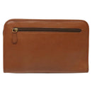 Burberrys Clutch Bag Leather Brown Auth bs23316-2