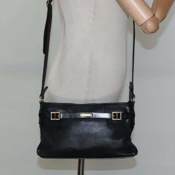BURBERRY Shoulder Bag Leather Black Auth bs23319