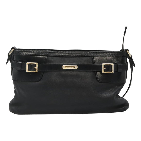 BURBERRY Shoulder Bag Leather Black Auth bs23319