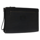 Burberrys Clutch Bag Leather Black Auth bs23321-1