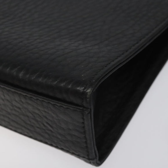 Burberrys Clutch Bag Leather Black Auth bs23321