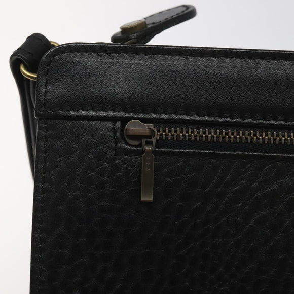 Burberrys Clutch Bag Leather Black Auth bs23321