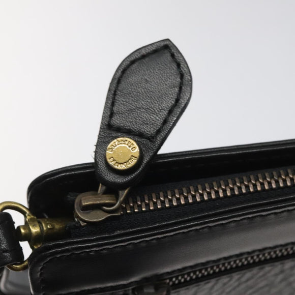 Burberrys Clutch Bag Leather Black Auth bs23321