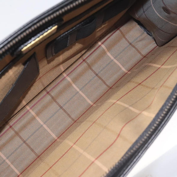 Burberrys Clutch Bag Leather Black Auth bs23321