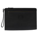 Burberrys Clutch Bag Leather Black Auth bs23321-13