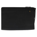 Burberrys Clutch Bag Leather Black Auth bs23321-2