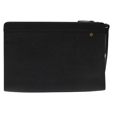Burberrys Clutch Bag Leather Black Auth bs23321 - 0