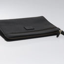 Burberrys Clutch Bag Leather Black Auth bs23321-5