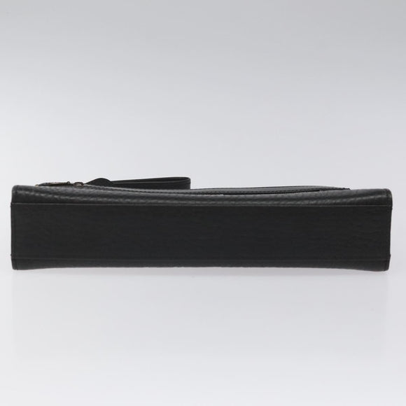 Burberrys Clutch Bag Leather Black Auth bs23321