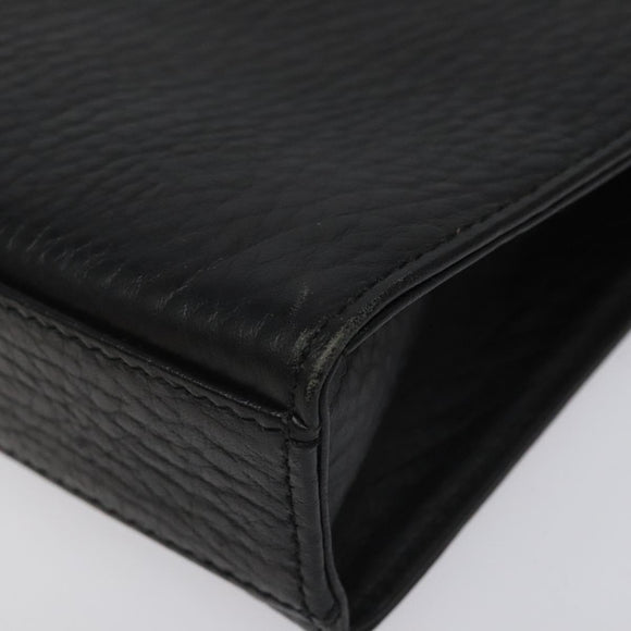 Burberrys Clutch Bag Leather Black Auth bs23321