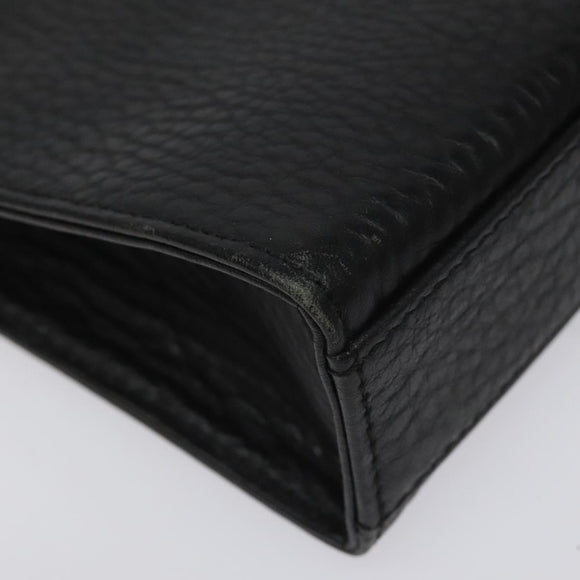 Burberrys Clutch Bag Leather Black Auth bs23321