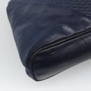 BALLY Shoulder Bag Leather Navy Gold Auth bs23323-17