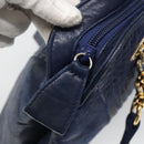 BALLY Shoulder Bag Leather Navy Gold Auth bs23323-9