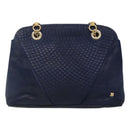 BALLY Shoulder Bag Leather Navy Gold Auth bs23323-13