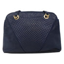 BALLY Shoulder Bag Leather Navy Gold Auth bs23323-2