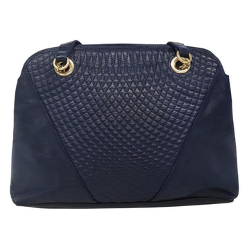 BALLY Shoulder Bag Leather Navy Gold Auth bs23323 - 0