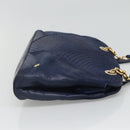 BALLY Shoulder Bag Leather Navy Gold Auth bs23323-3