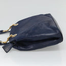 BALLY Shoulder Bag Leather Navy Gold Auth bs23323-4