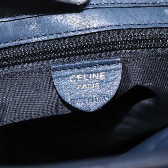 CELINE Tote Bag Nylon Navy Gold Auth bs23326
