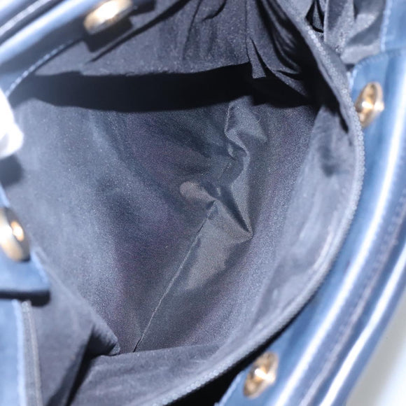 CELINE Tote Bag Nylon Navy Gold Auth bs23326