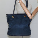 CELINE Tote Bag Nylon Navy Gold Auth bs23326-20